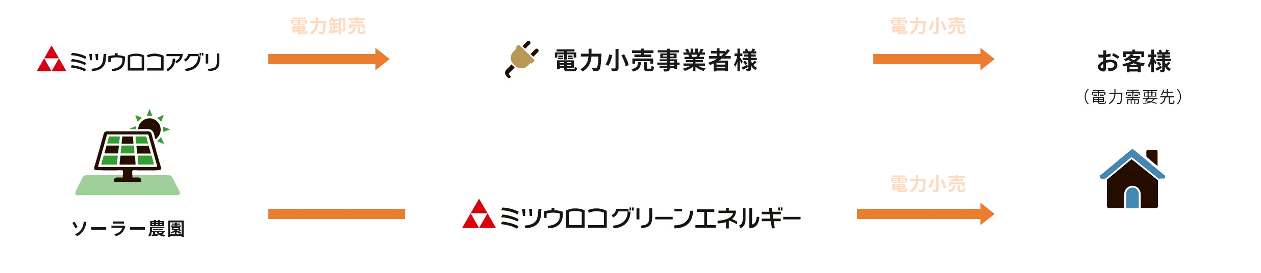 農園生産グリーン電力の供給（卸売・小売）